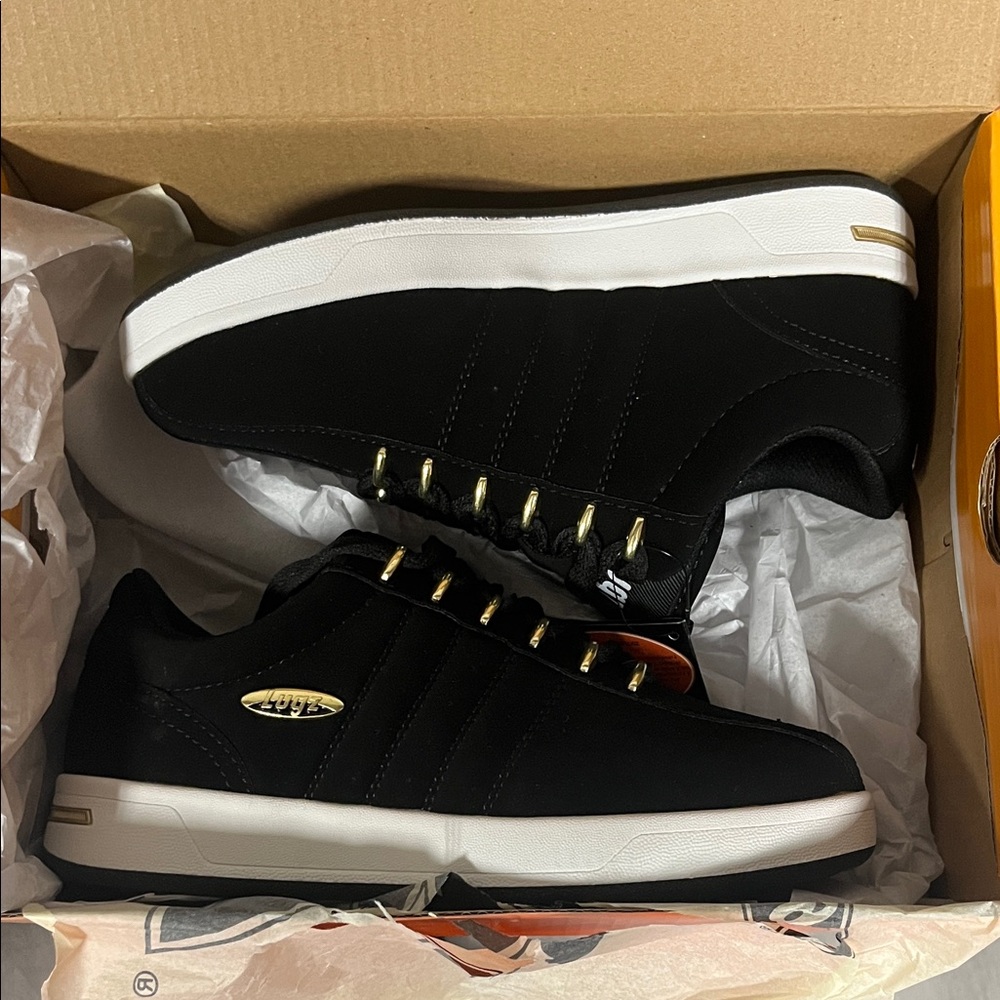Lugz Kids Black and Gold Sneakers